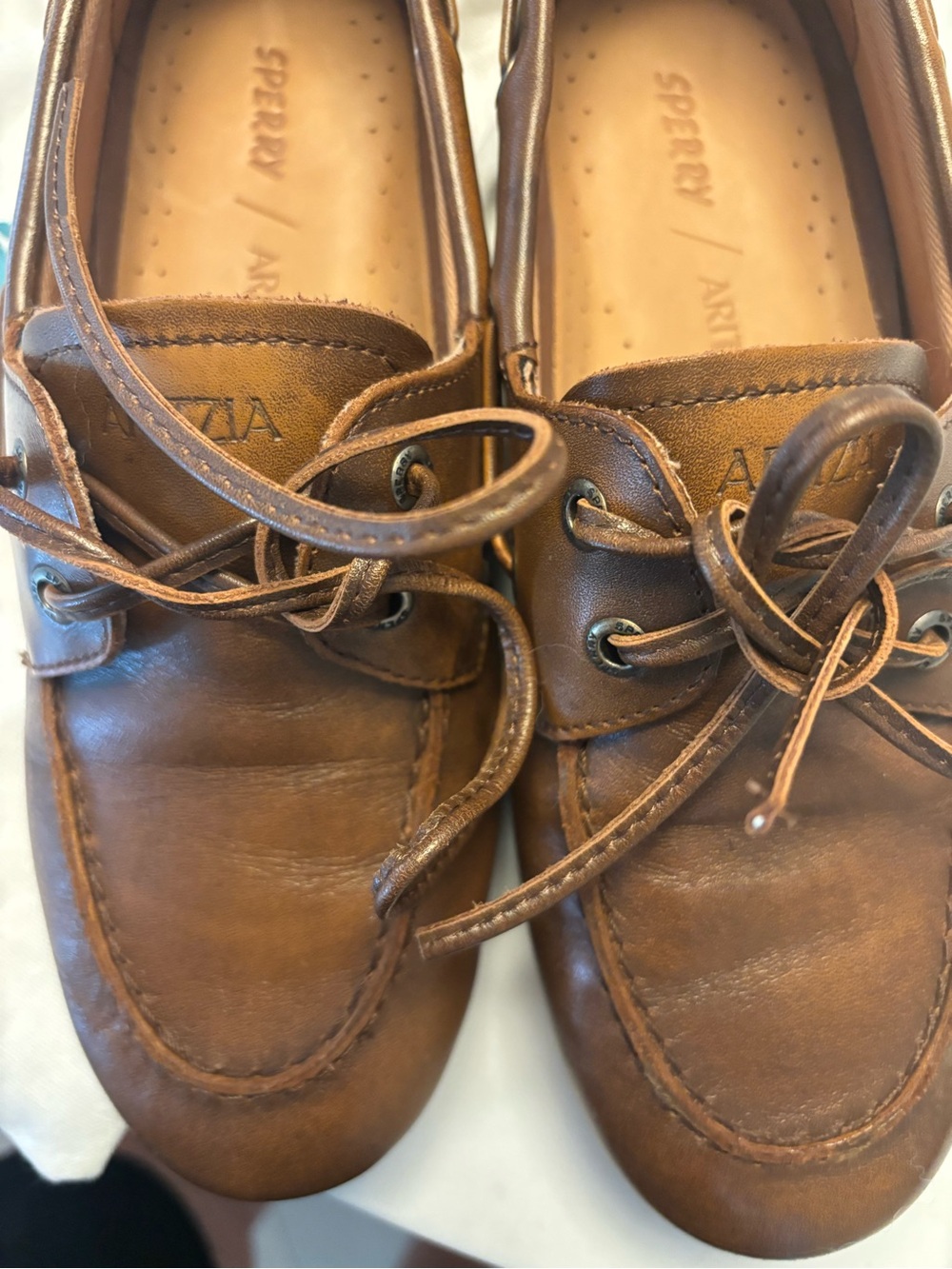 Sperry Brown Leather Boat Shoes Flats - Picture 2 of 4